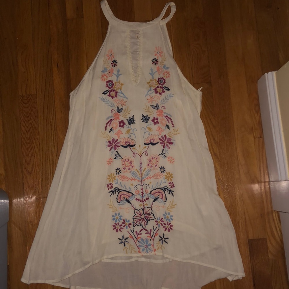 High Neck Embroidered Floral Dress